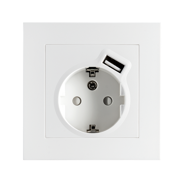 SG UTTAG 1-V JORD + USB A INF VIT