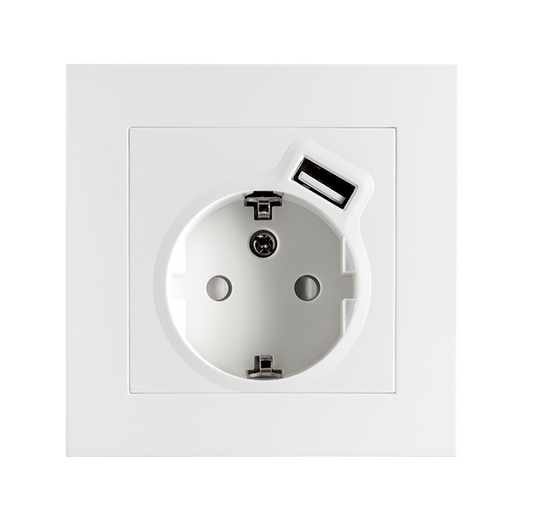 SG UTTAG 1-V JORD + USB A INF VIT